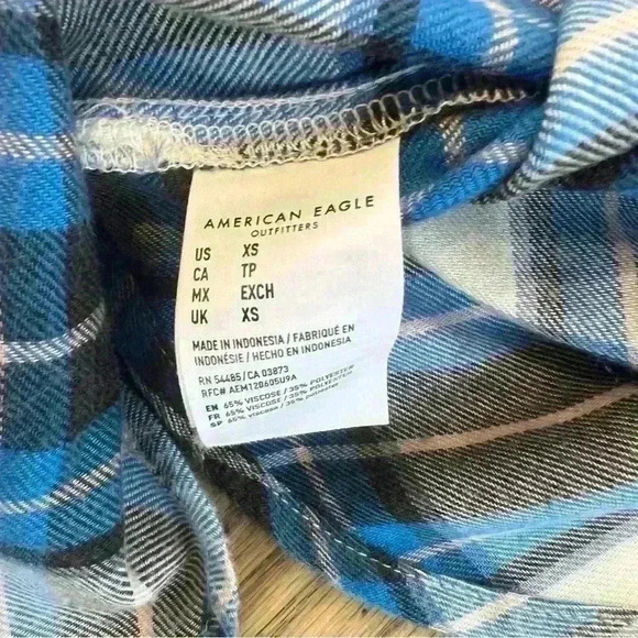 American Eagle Women’s AHHMAZING Blue Plaid Flannel Size X-Small - Picture 11 of 12